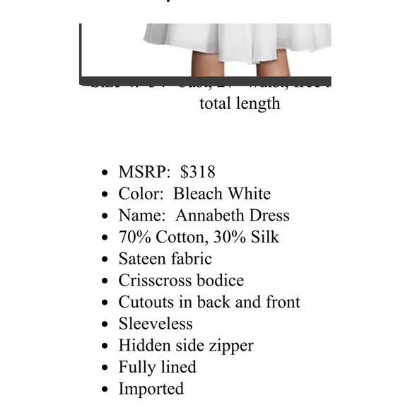 Catherine Malandrino Bleach White Annabeth Crisscross Silk Dress size 4 - Picture 14 of 15